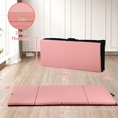 BLKMTY Gymnastics Mats, Folding Exercise Mat Gym Yoga Aerobics Fitness Mats Kids' Gymnastics Tumbling Mat with Carrying