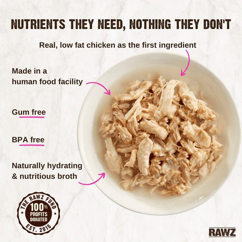 Rawz Natural Premium Shredded Canned Cat Wet Food, Grain Free, Real Meat Ingredients, 3oz Cans, 18 Count