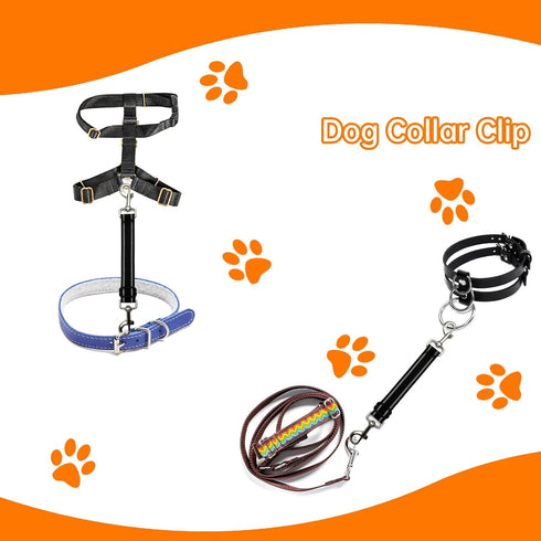 Dog Safety Clip 2pcs, Prong Collar Backup Clips with Dual Metal Clasps, Adjustable Reflective Nylon Harness to Collar