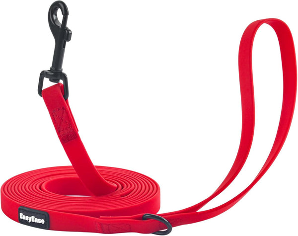 Small Dog Leash with Electroplated Black Hardware, Lightweight, Traffic Handle, 6FT Waterproof Red Dog Leash