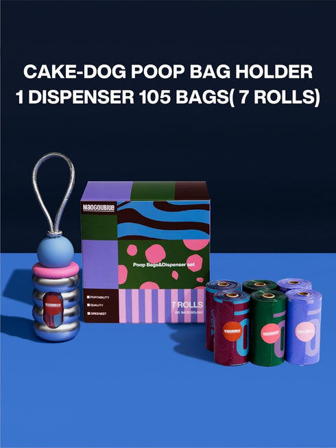 1 105 Dog Poop Bags with Dispenser, Leak Proof and Extra Thick Pet Waste Bags for Walking Dog and Cats Litter, Bag