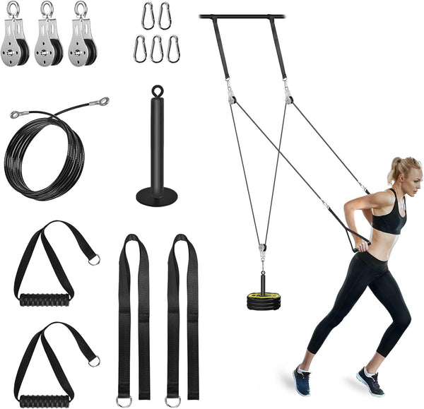 Weight Cable Pulley System Gym, Attachments for Home Gym LAT Pull Down and Biceps Curl Workout