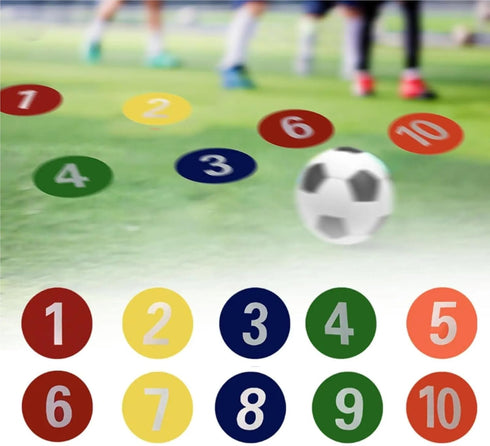 KaiYeA 10pcs Spot Markers Numbered Floor Dots Markers Flat Disc Markers Speed Agility Skill Training Mat Landmark Mat