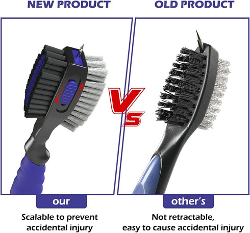THIODOON 2 Pack Golf Club Brushes and Groove Cleaner with Magnetic Keychain and Oversized Brush Head