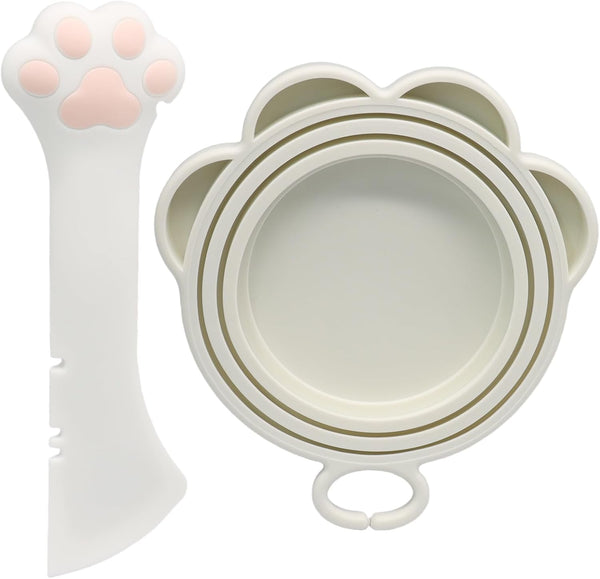 HARSKIYER Cat Food Cover and Spatula Set of 2, Multi-Functional Pet Food Can