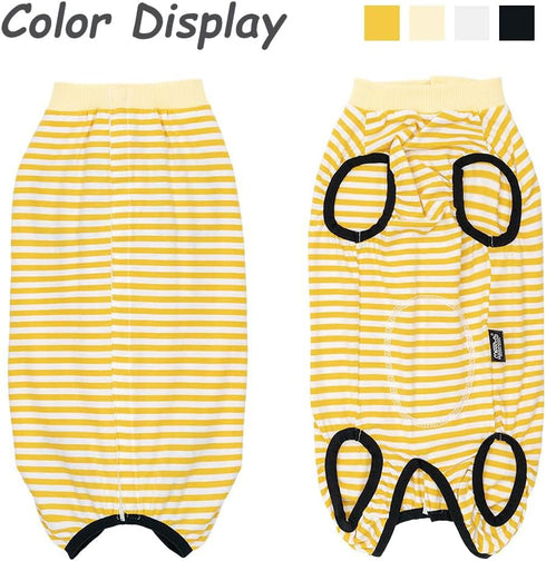 Dog Recovery Suit After Surgery,Spay Neuter Clothes for Female Dogs,Small Medium Dog Shirt,E-Collar Cone Alternative,Prevent Licking Wound Dog Onesie,Pet Surgical Suit(Yellow White -XXL)
