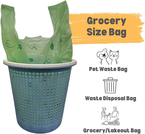 (600 Hammer T-shirt Biodegradable Green Plastic Bag ct.) Small Can Liners Thank You Grocery Shooping Size Doggy Poop