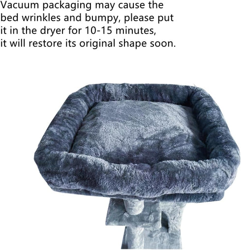 Cat Tree Tower Replacement Parts, Top Cushion Cover Bed for Cat Perch (15.7" x 15.7", Grey)