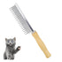 Dog Cat Comb Grooming Comb with Wooden Handle - Stainless Steel Teeth for Grooming Hairy Pets (Dual Teeth)