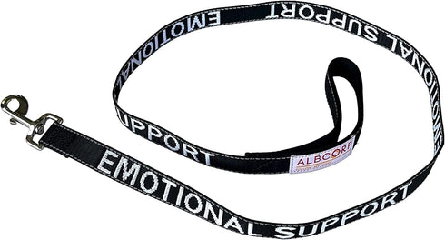 Albcorp Emotional Support Dog Leash, Embroidered with Padded Neoprene Handle, 4 Feet for Harnesses, Vests or Collars