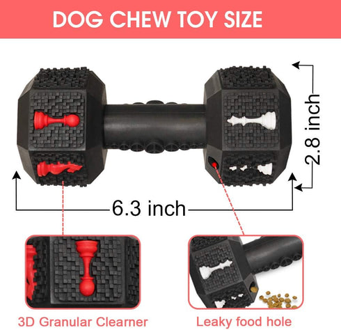 Dog Chew Toys for Aggressive Chewers, Indestructible Tough Natural Rubber Dumbbell Toy for Large Dogs