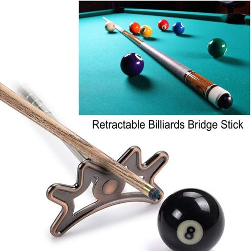 OwnMy Retractable Billiards Bridge Stick, Pool Cue Accessory, Length Extends 35CM to 140CM