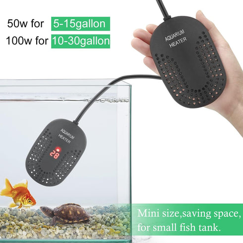 HITOP 100W Mini Adjustable Aquarium Heater, Digital Fish Tank Heater with Protective Cover for 5-30 Gallon