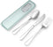 Travel Utensils with Case, 4pcs Stainless Steel Cutlery Set for Camping, Picnic, Hiking, Office (Light Green)