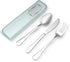 Travel Utensils with Case, 4pcs Stainless Steel Cutlery Set for Camping, Picnic, Hiking, Office (Light Green)