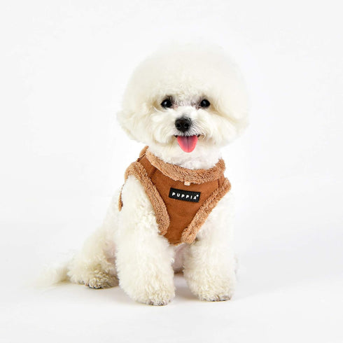 Puppia Terry Vest Dog Harness - Step-in Winter Suede, No Choke, No Pull for Small and Medium Dogs, BROWN, X-Large