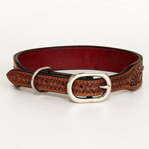 HILASON Medium Tan Genuine Leather Dog Collar, Strong, Painted, Handmade, Soft