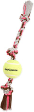 Mammoth Flossy Chews Color 3 Knot Tug with Large Tennis Ball - Premium Cotton-Poly Tug Toy for Large Dogs - 24”