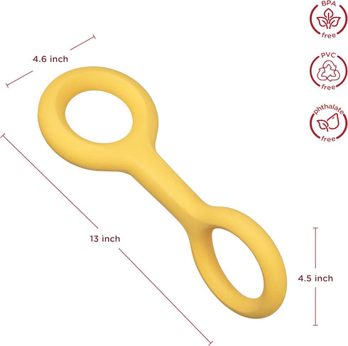 Ubbi Tuggle Dog Toy, Durable Rubber with Ergonomic Grip for Medium to Large Breeds, Yellow