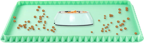 X-Haibei Large Silicone Cat Dog Food Mat 24 x 16 Inch, Waterproof Feeding Mat with Edges for Floor Table