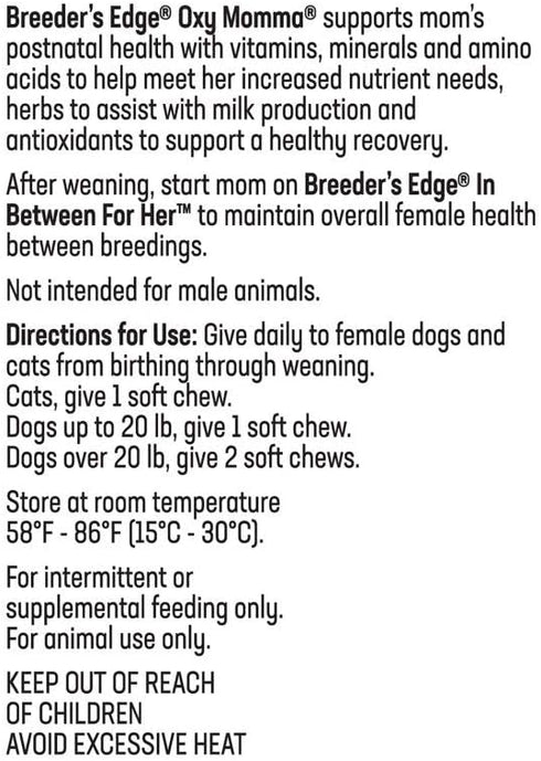 Revival Animal Health Breeder's Edge Oxy Momma Nursing & Recovery Supplement - 40ct Soft Chews for Small Dogs & Cats