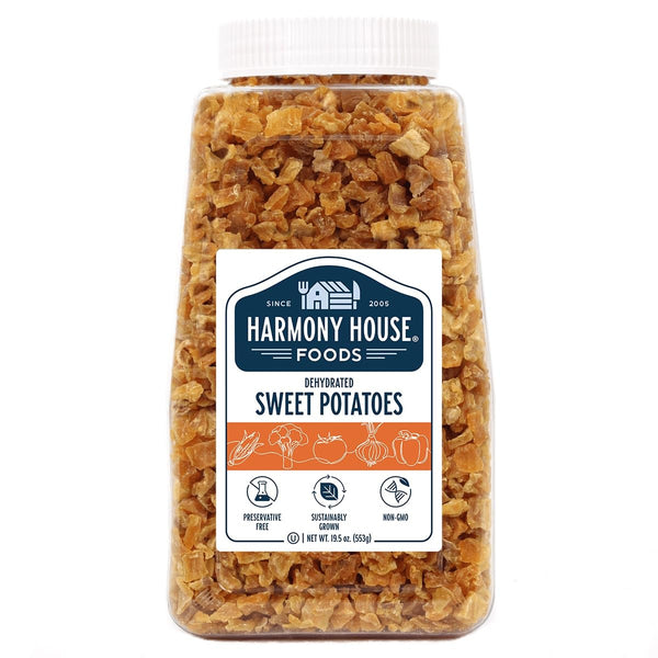 Harmony House Foods Dried Sweet Potato, diced (19.5 oz, Quart Size Jar)