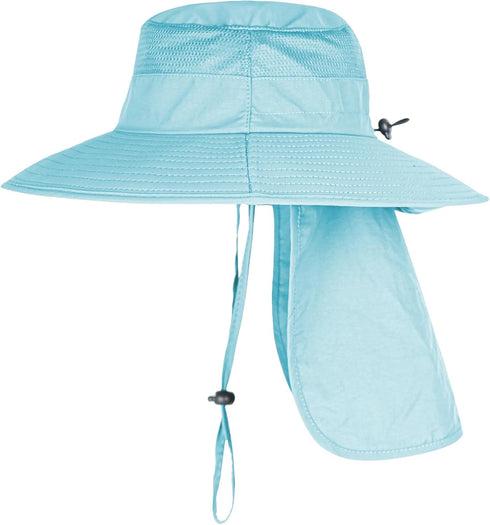 Sun Hats for Men and Women, UPF 50+ Breathable Wide Brim Fishing Bucket Hat with Neck Flap