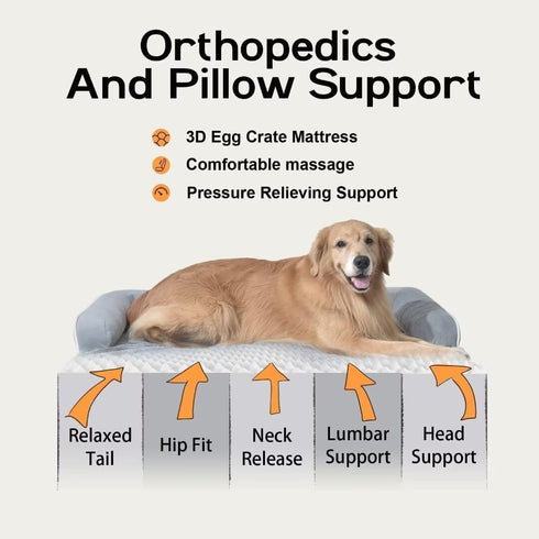 Large Orthopedic Dog Bed, Washable Memory Foam Couch Sofa for Medium XL XLarge Big Dogs with Removable Cover