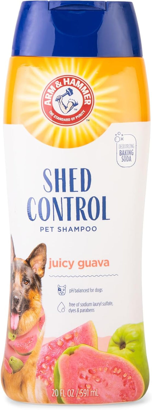 Arm & Hammer Shed Control Shampoo for Pets, 20oz Juicy Guava Scent | Professional De-Shedding Dog Shampoo, Paraben-Free