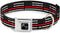 Dog Collar Seatbelt Buckle Thin Red Line Flag, Weathered Black Gray Red, 13 to 18 Inches, 1.5 Inch Wide