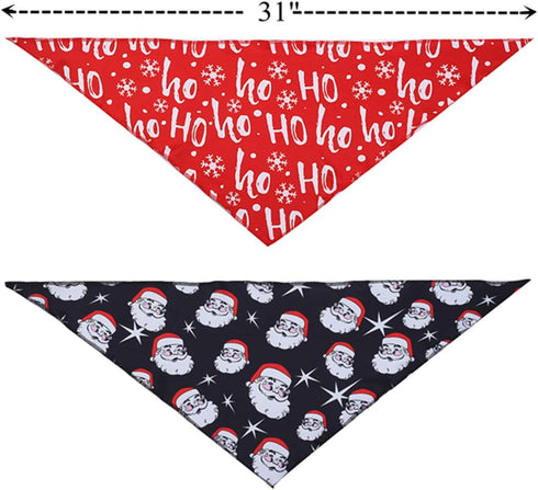 BoomBone 2 Pack Christmas Dog Bandana, Triangle Bibs Pet Scarf for Medium to Large Dogs