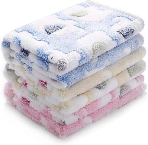 1 Pack 3 Blankets Super Soft Fluffy Cute Elephant Pattern Pet Blanket for Dog Puppy Cat (23x16 inch, Blue/Pink/Yellow)