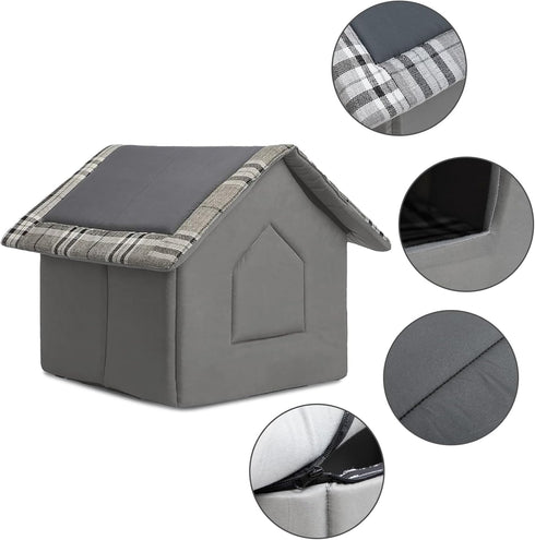 Hollypet Cozy Pet Bed House, Warm Cave Sleeping Bed for Puppy Nest, Cats and Small Dogs, Gray