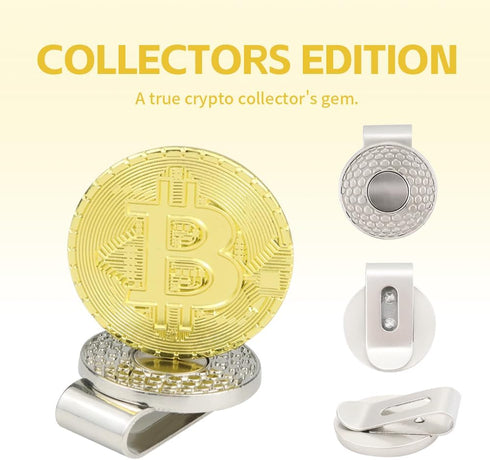 Scott Edward 2pcs Bitcoin Golf Ball Marker with Magnetic Hat Clip, Unique Golf Gift Ideas for Men and Women