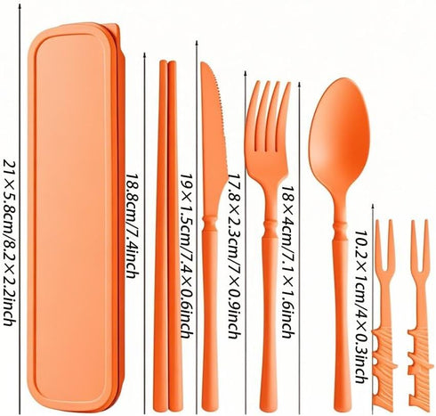 ZQtyf Sets Set Set Straw Portable Travel Utensils with Case, Reusable Camping Utensil for Lunch Box Cutlery - Plastic