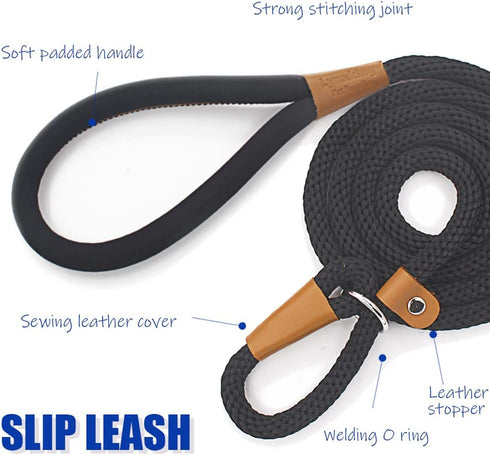 lynxking Dog Training Leash Slip Lead 5 6 8 FT Strong Heavy Duty Rope No Pull Leashes for Dogs