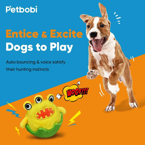Petbobi Interactive Dog Toys Monster Active Ball - Battery Operated Squeaky Moving Balls for Small Medium Dogs