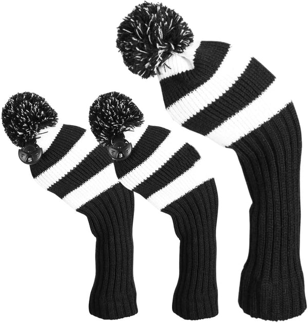 Golf Head Covers for Driver Woods Fairway Hybrids, Set with Number Tags 1 3 5 (3pcs)