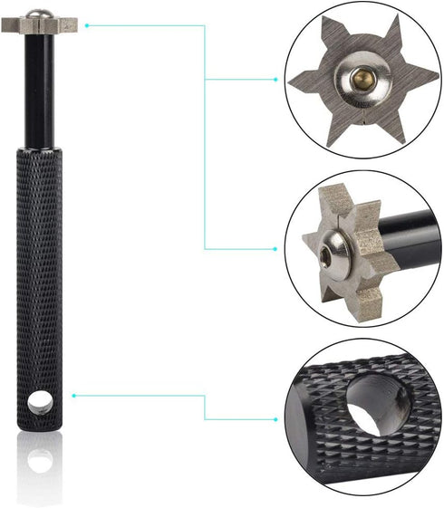 HIFROM Golf Club Groove Sharpener with 6 Heads - Re-Grooving Tool & Cleaner for All Irons & Wedges