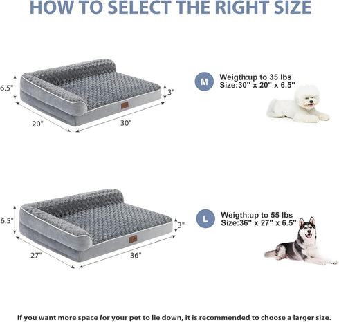 BFPETHOME Orthopedic Dog Bed for Large Dogs - Waterproof Sofa Bed with Removable Washable Cover, Nonskid Bottom