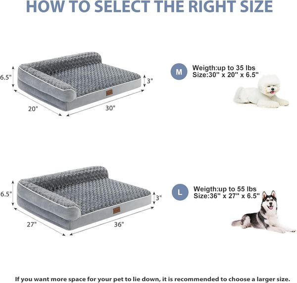 BFPETHOME Orthopedic Dog Bed for Large Dogs - Waterproof Sofa Bed with Removable Washable Cover, Nonskid Bottom