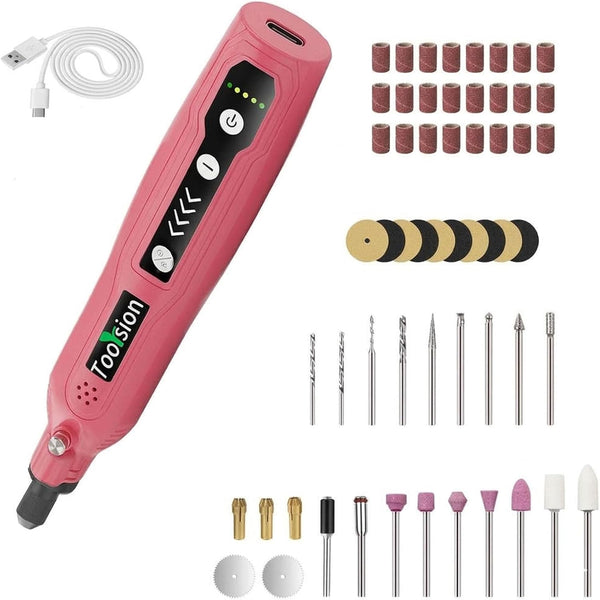 TooYsion Mini Cordless Rotary Tool,49 PCS Accessories and USB C Charging, rechargeable battery