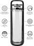 KOR Delta 2 PACK BPA Free Water Bottle, 750ml, Green/Black