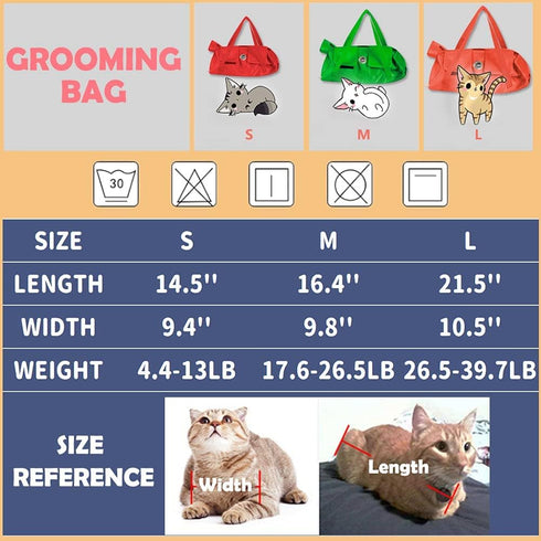 Kukaster Pet Cat’s Restraint Bag for Nail Trimming, Anti-Scratching Grooming Bag for Cats (Yellow-s)