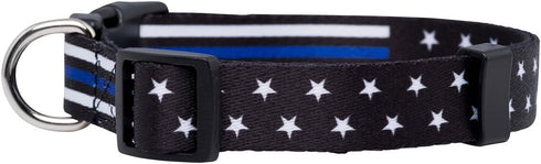 Thin Blue Line Dog Collar by Native Pup, Stars Design for Medium Dogs