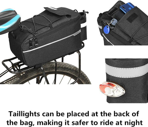 ZIMFANQI 10L Bike Rear Rack Bag, Insulated Trunk Cooler Bag, Reflective Cargo Bag with Phone Holder
