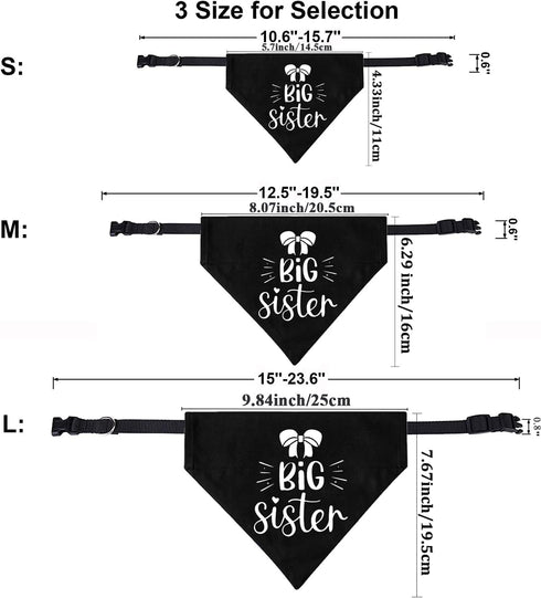 Big Sister Dog Bandana Collar, Pregnancy Announcement Bandana, Adjustable Dog Collar with Quick Release Buckle