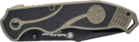 Smith & Wesson SWAT II 8.5in S.S. Spring Assisted Folding Knife, 3.5in Serrated Drop Point, Rubberized Handle