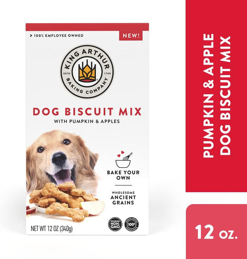 King Arthur Baking Company Dog Biscuit Mix, Pumpkin & Apple, Homemade Dog Treats, 12oz
