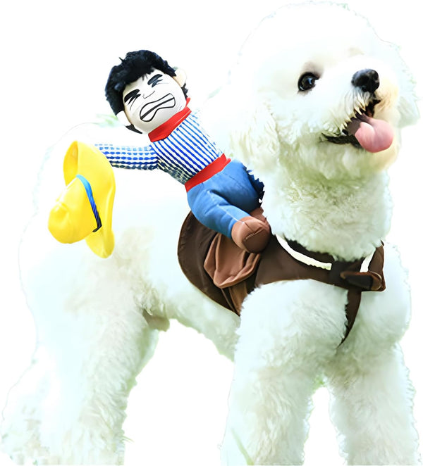 DELIFUR Dog Halloween Costume, Funny Cowboy Riding Costume for Small Medium Large Dogs, Cowboy, Large